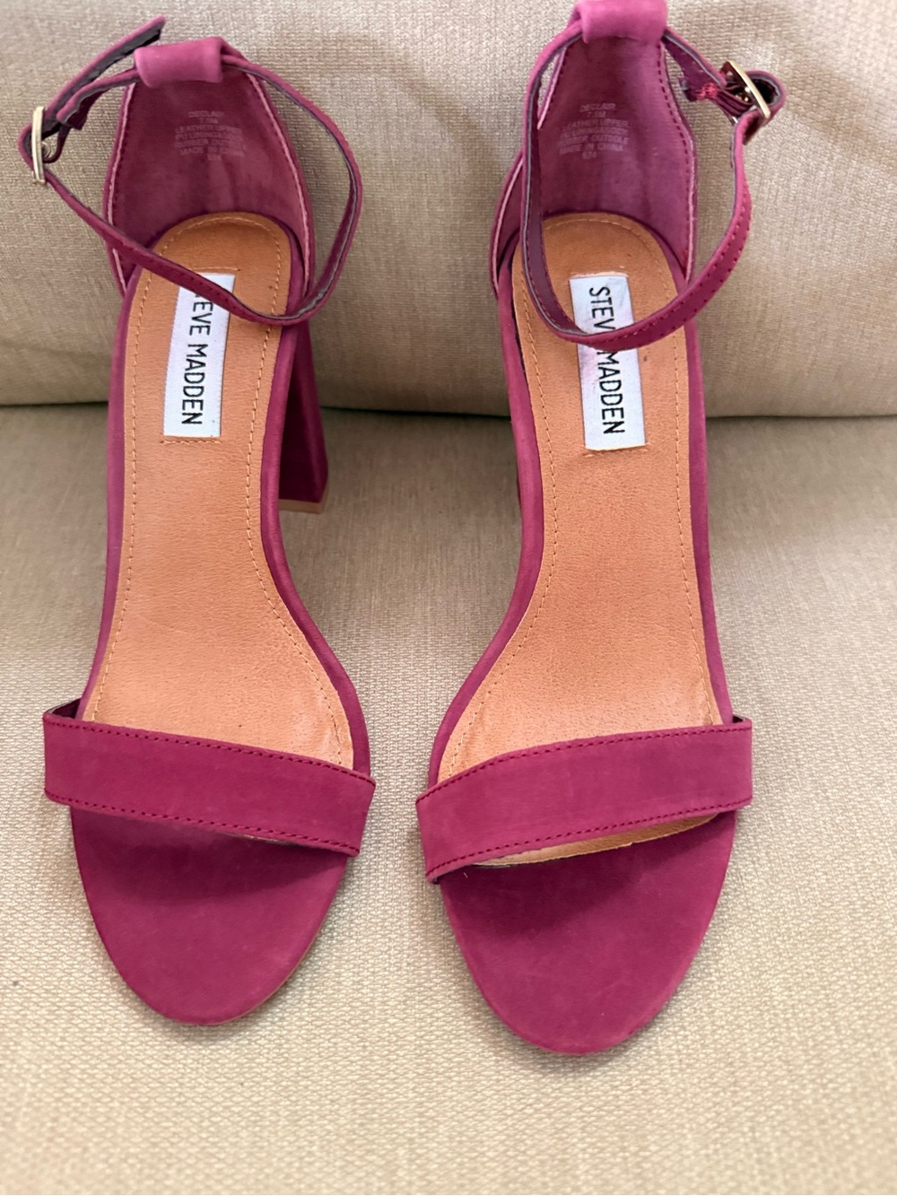 Steve Madden Fuchsia Suede Ankle-Strap Block Heels